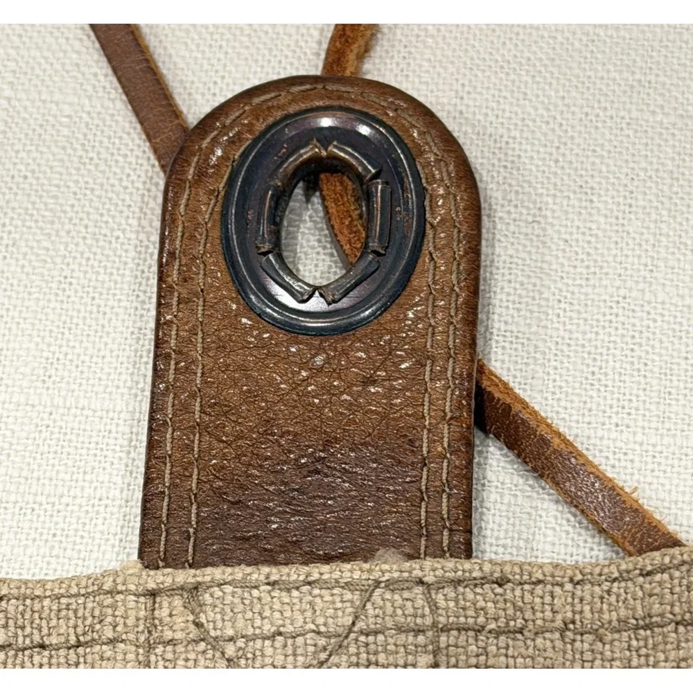 Vintage 80s Banana Republic Safari Linen & Leather Travel Pouch Strap Italy
